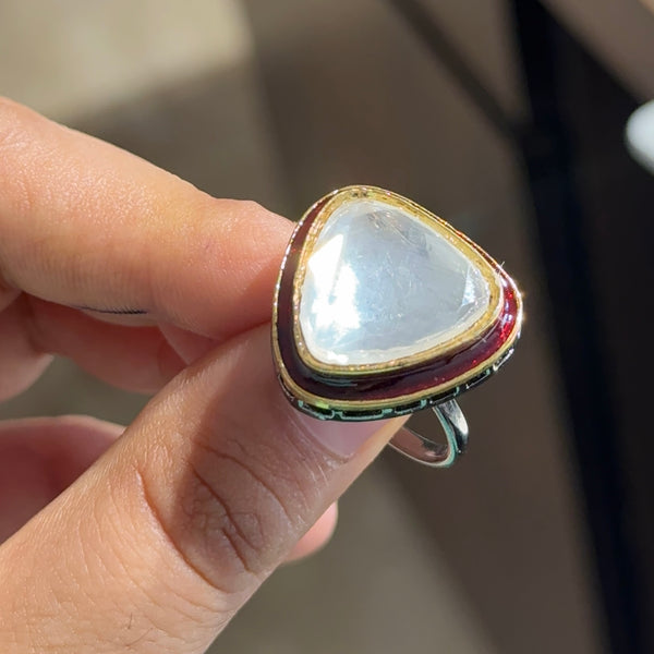Antique Plated Uncut Kundan Ring