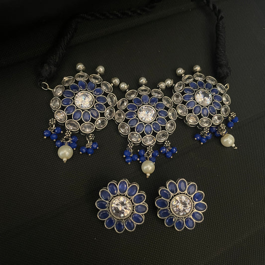 German Silver Zirconia Choker Set