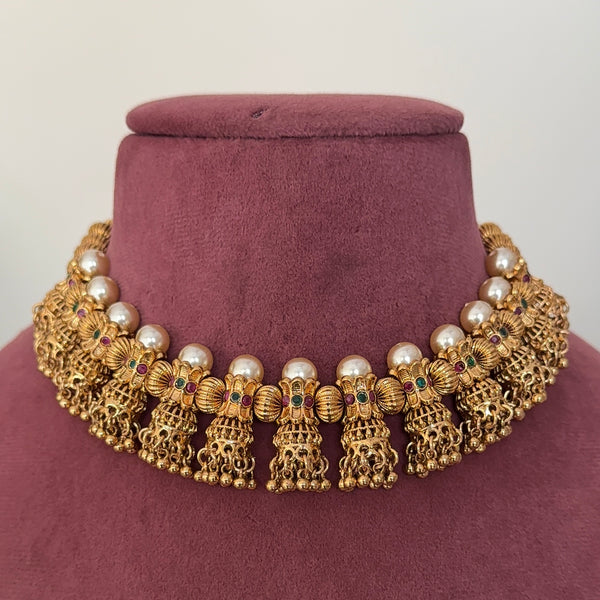 Parvati Gold Jhumka Necklace Set