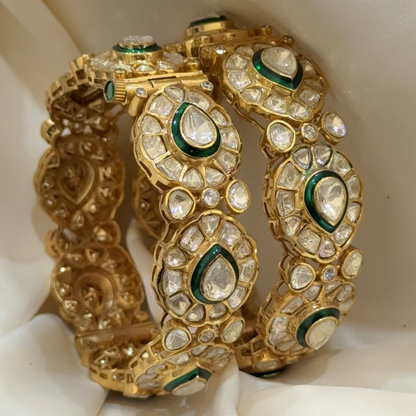LB Moissanite Polki Meena Bangles
