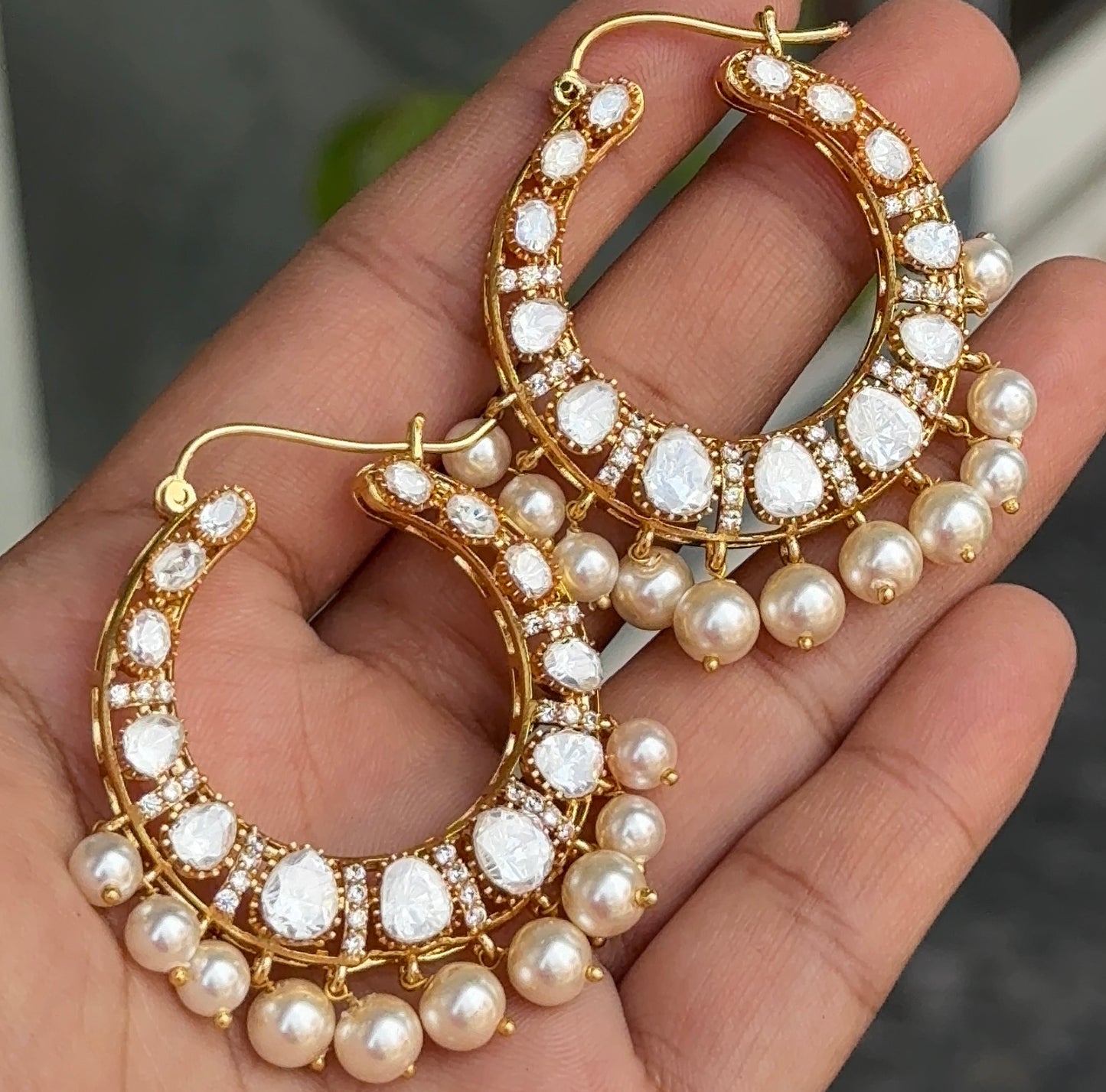 Moissanite Gold Plated Hoops