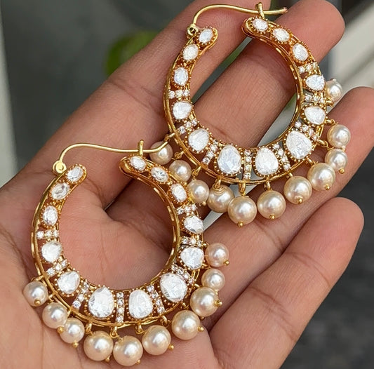Moissanite Gold Plated Hoops