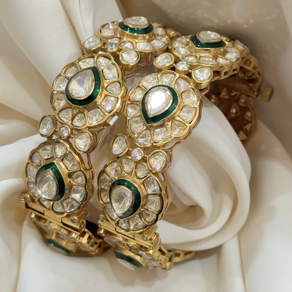 LB Moissanite Polki Meena Bangles