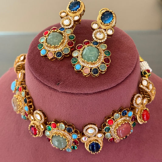 Sabya Navratna Necklace Set
