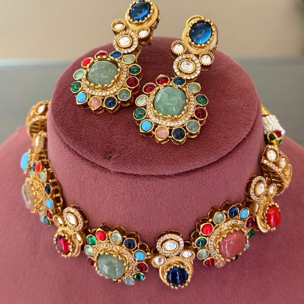 Sabya Navratna Necklace Set