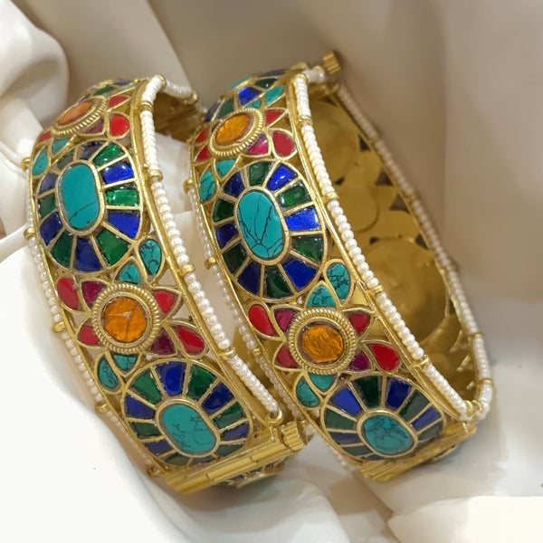 Jadau Multi Coloured Opening Bangles