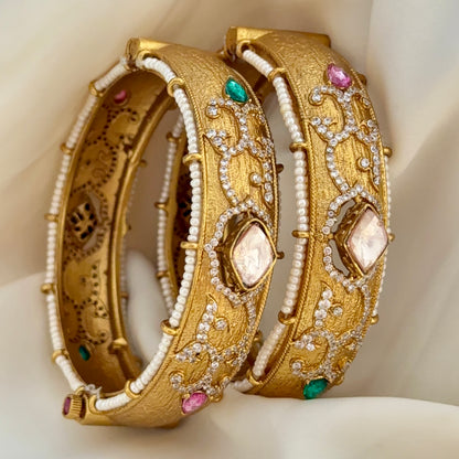 Stuthi Matte Gold Opening Bangles