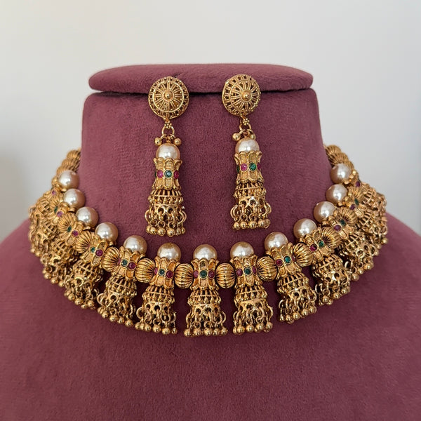 Parvati Gold Jhumka Necklace Set