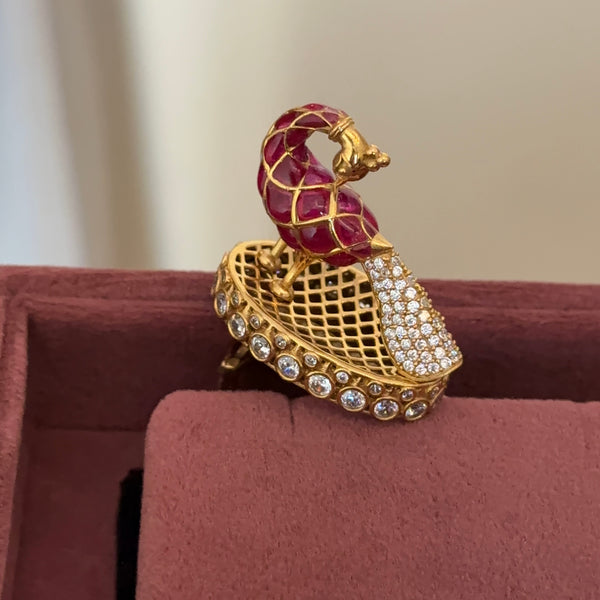Peacock Polki Statement Ring