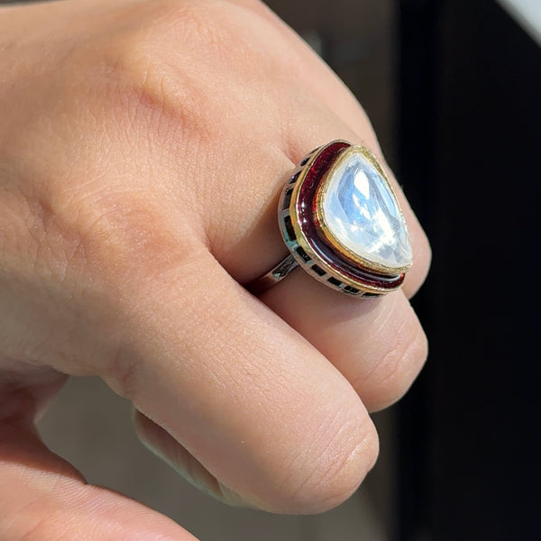 Antique Plated Uncut Kundan Ring