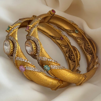Nishika Matte Gold Opening Bangles