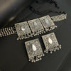 Square Mirror Oxidised Choker Set