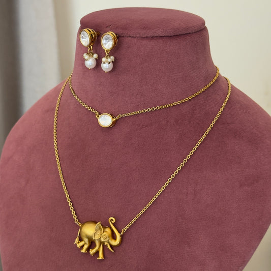 Elephant Layered Fusion Necklace Set